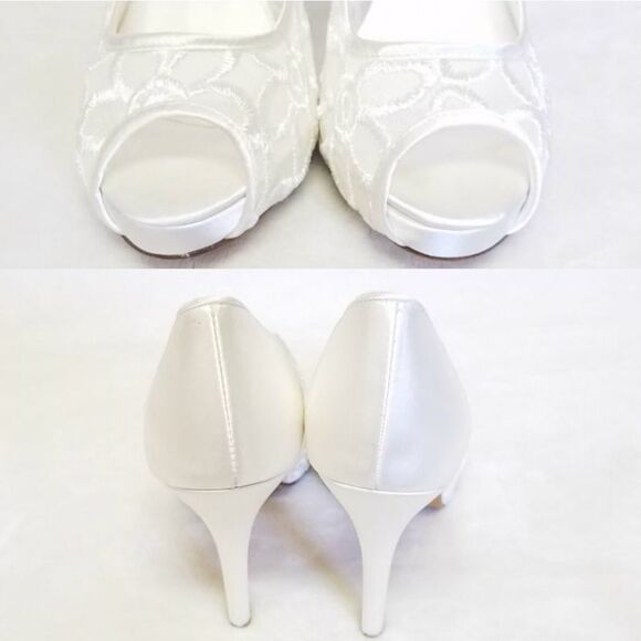 𝅺MENBUR Zoraida Ivory Lace Floral Peep Toe Pumps - Picture 4 of 8